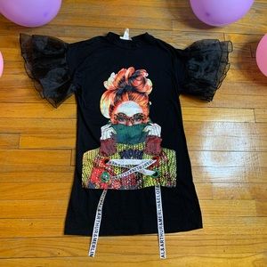 Ruffled sleeve tshirt dress